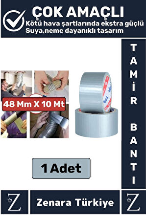 Ultra Güçlü Suya Neme Dayanıklı Çok Amaçlı Onarım Kırık Tamir İzolasyon Bantı Gri 48 Mm x 10 Metre
