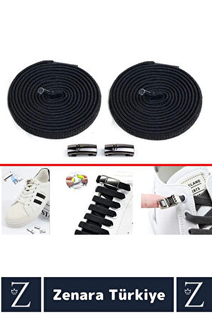Premium Pratik Şık Klipsli Manyetik Mıknatıslı Lastikli Çocuk Ayakkabı Bağcığı 100 Cm 1 Çift