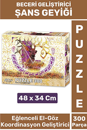 Premium Eğlenceli El Göz Koordinasyon Beceri Geliştirici Çocuk 300 Parça PUZZLE ŞANS GEYİĞİ