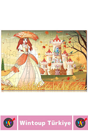 Eğlenceli El Göz Koordinasyon Beceri Geliştirici Çocuk 2X50 Parça PUZZLE SONBAHAR VE YAZ PRENSESLERİ