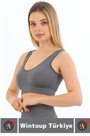 Göğüs Toparlayıcı Sarkma Önleyen Gündelik Spor Kullanım Şık Kalın Askılı Fitilli Crop Büstiyer
