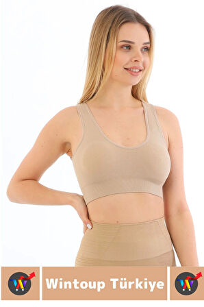 Göğüs Toparlayıcı Sarkma Önleyen Gündelik Spor Kullanım Şık Kalın Askılı Fitilli Crop Büstiyer