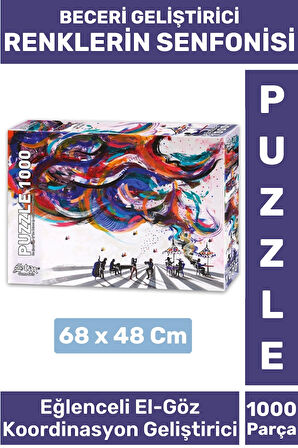 El Göz Koordinasyon Beceri Görsel Algı Geliştirici Çocuk 1000 Parça PUZZLE RENKLERİN SENFONİSİ