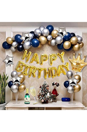 Happy Bırthday Gold Doğum Günü Balon Zincir Seti