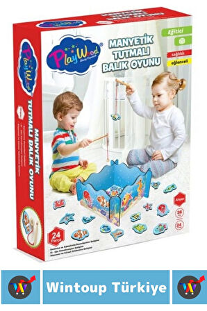 Eğitici El-Göz Koordinasyonu Parça Bütün İlişkisi Eğlenceli Havuzlu Ahşap MANYETİK BALIK TUTMA OYUNU