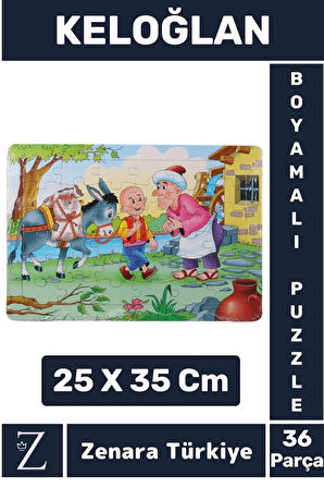 Eğlenceli Eğitici Görsel Algı Motor Becerisi Geliştiren Çocuk Boyamalı PUZZLE 36 Parça KELOĞLAN