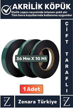 Ultra Güçlü İz Bırakmaz Elastik Kolay Şekil Alan Çift Taraflı Akrilik Köpük Bant 36 Mm X 10 Metre