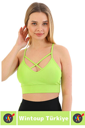 Göğüs Toparlayan Sarkma Önleyen Spor Gündelik Kullanım Şık Ön Çapraz Askı Detay Micro Crop Büstiyer