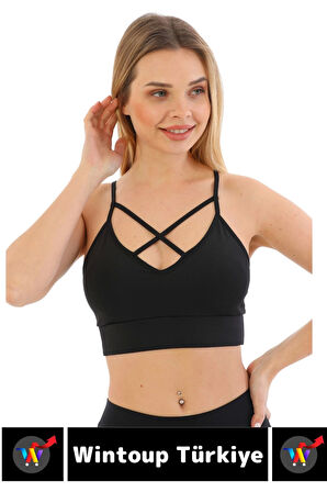 Göğüs Toparlayan Sarkma Önleyen Spor Gündelik Kullanım Şık Ön Çapraz Askı Detay Micro Crop Büstiyer