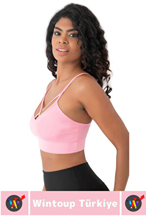 Göğüs Toparlayan Sarkma Önleyen Spor Gündelik Kullanım Şık Ön Çapraz Askı Detay Micro Crop Büstiyer
