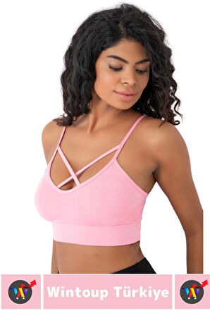 Göğüs Toparlayan Sarkma Önleyen Spor Gündelik Kullanım Şık Ön Çapraz Askı Detay Micro Crop Büstiyer