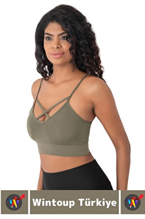 Göğüs Toparlayan Sarkma Önleyen Spor Gündelik Kullanım Şık Ön Çapraz Askı Detay Micro Crop Büstiyer
