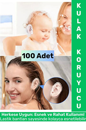 Yetişkin Çocuk Kullanım Banyo Deniz Havuz Yüzme Su Kaçma Önleyen Koruyucu Esnek Kulak Bonesi 100 Adt