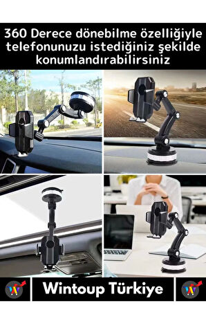 Premium Kompakt 4.7-6.7 İnç 360 Derece Dönebilen Ayarlanabilir 3 Kademeli Çok Amaçlı Telefon Tutucu