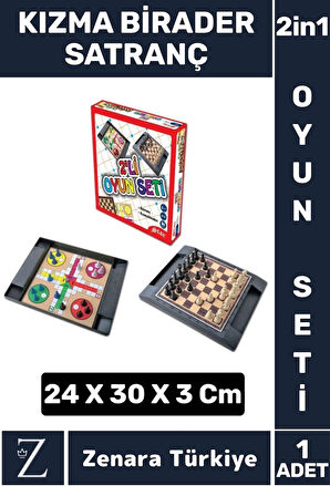 Premium Eğitici Eğlenceli Çocuk Yetişkin Strateji Zeka Kızma Birader Satranç 2 in 1 OYUN SETİ