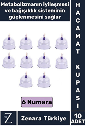 Yüksek Kaliteli Metabolizma Etkili Vakumlu Hacamat Kupası 6 NUMARA 10 ADET