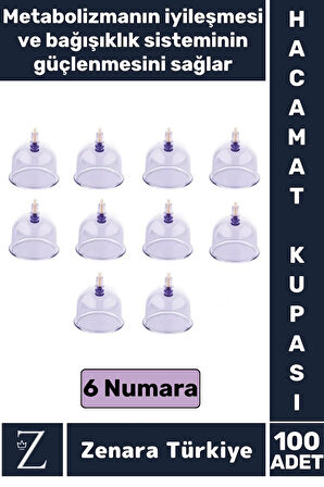 Yüksek Kaliteli Metabolizma Etkili Vakumlu Hacamat Kupası 6 NUMARA 100 ADET