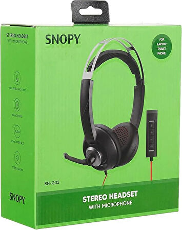 Snopy SN-C02 3.5mm Stereo Siyah Mikrofon & Kulaklık