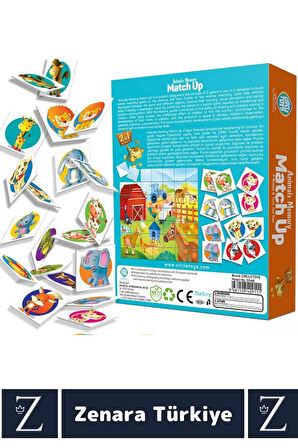 Çocuk Eğitici Zeka Geliştirici Görsel Algı Problem Çözme 2 in 1 HAYVANLAR Eşleştirme-ÇİFTLİK Puzzle