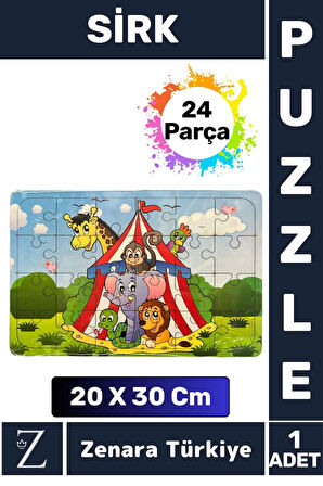 Eğlenceli Eğitici Görsel Algı Problem Çözme Becerisi Çocuk Büyük Boy PUZZLE 24 Parça SİRK