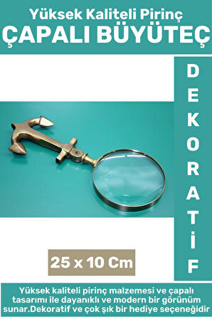 Premium Erkek Arkadaş Sevgili Denizci Hediyelik Dekoratif Şık Yüksek Kaliteli Pirinç ÇAPALI BÜYÜTEÇ