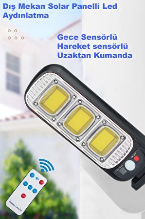 Solar Panel Led Dış Mekan Aydınlatma  Su Geçirmez Duvar Lambası Uzaktan Kumanda Led Hareket Sensörü 