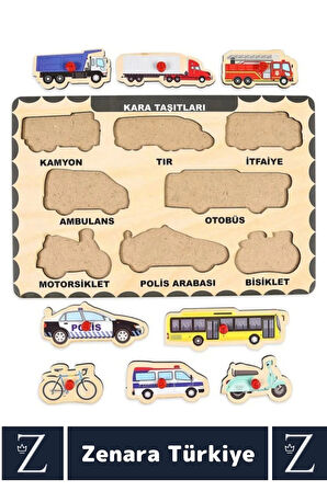 Premium Eğlenceli Eğitici Görsel Algı Problem Çözme Becerisi Çocuk Bul Tak PUZZLE KARA TAŞITLARI