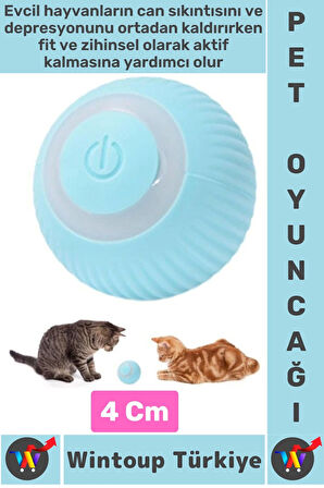 Eğlenceli Zararsız Pet Evcil Hayvan Eğitici Kedi Köpek Silikon 3 Modlu Şarjlı İnteraktif Oyun Topu