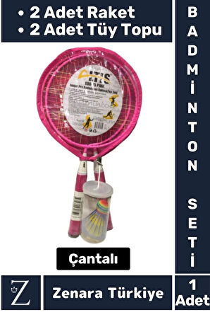 Premium Ergonomik Spor Etkinlik Fermuarlı Askılı Taşıma Çantalı 2 Raket 2 Tüy Topu Badminton Seti