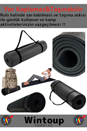 Premium Çift Taraflı Su Geçirmez Taşıma Askılı Kamp Çadır Uyku Matı Minder Yoga Pilates Matı 6,5 Mm