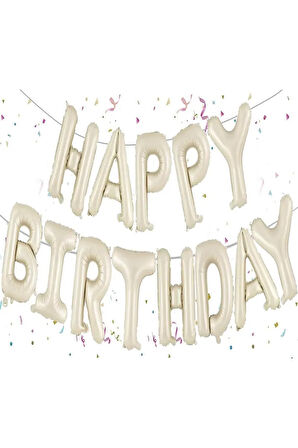 Happy Birthday Krem Renkli Folyo Balon 16 inç