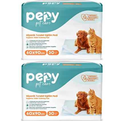 Pepy Pet Care Evcil Hayvan Tuvalet Eğitim Pedi 60 x 90 cm 60 Adet 2 Paket
