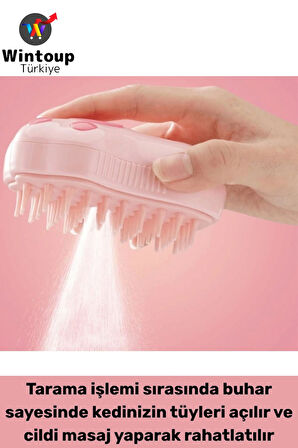 Evcil Hayvan Kedi Banyo Tüy Tarama Masaj Etkili Yumuşak Zararsız Pati Tasarımlı Pratik Buharlı Tarak