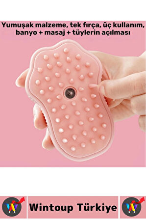 Evcil Hayvan Kedi Banyo Tüy Tarama Masaj Etkili Yumuşak Zararsız Pati Tasarımlı Pratik Buharlı Tarak