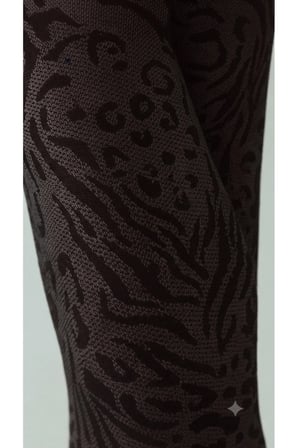 Koyu gri zebra leopard külotlu çorap