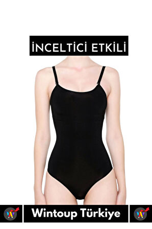 Özel Lazer Kesim İz Göstermez Toparlayıcı Askılı Çıtçıtlı Push UP Slip Body Zıbın Korse