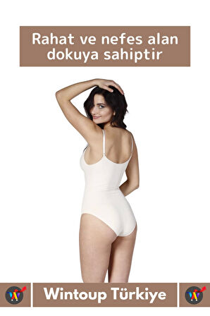 Özel Lazer Kesim İz Göstermez Toparlayıcı Askılı Çıtçıtlı Push UP Slip Body Zıbın Korse