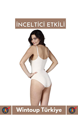 Özel Lazer Kesim İz Göstermez Toparlayıcı Askılı Çıtçıtlı Push UP Slip Body Zıbın Korse