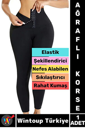 Gündelik Spor Alt Karın Bel Sıkılaştıran Güçlendiren Toparlayan Elastik Konforlu AĞRAFLI KORSE TAYT