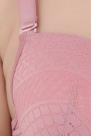 Kadın Sütyen C Cup (Büyük Beden) - Balenli Dolgusuz Dantel Detaylı