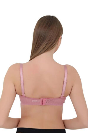 Kadın Sütyen C Cup (Büyük Beden) - Balenli Dolgusuz Dantel Detaylı