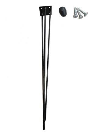Evnalia 46 cm Metal Firkete Ayak Masa Orta Sehpa Zigon Kütük Kaşıklık Sandık Siyah DIY (1 Adet Ayak)