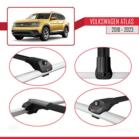 Volkswagen Atlas (CA1) 2018-2023 Arası ile Uyumlu ACE-1 Ara Atkı Tavan Barı Siyah 2 Adet