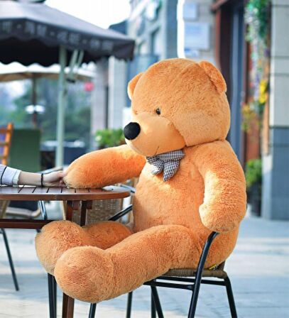 % 100 YERLİ - Papyonlu Sevimli Büyük Peluş Ayıcık, 130 cm