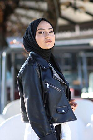 Tesettür Penye Şal Modeli - Siyah
