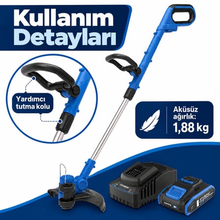 Hyundai HY20CGT 20V Akülü Ot Biçme ve Çim Kenar Kesme Seti 30 cm 2Ah Akü ve Şarj Dahil