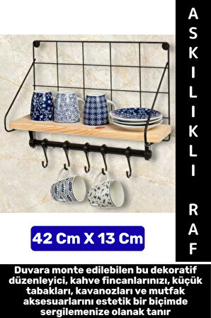 Dayanıklı Kolay Montaj Mutfak Kahve Köşesi Dolap Tezgah Üstü Düzenleyici Estetik Metal Askılıklı Raf