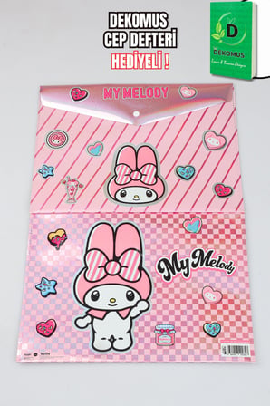 "DEKOMUS CEP DEFTERİ HEDİYELİ" YENİ SEZON LİSANSLI MY MELODY "2 ADET" ÇITÇITLI DOSYA 
