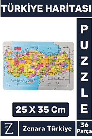 Premium Eğlenceli Eğitici Görsel Algı Motor Becerisi Geliştiren Çocuk PUZZLE 36 Pr TÜRKİYE HARİTASI