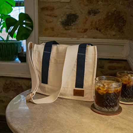 Askılı Kanvas Mini Tote Çanta, Yüksek Kalite Pamuk Kanvas Omuz Çantası, Günlük Mini Çanta